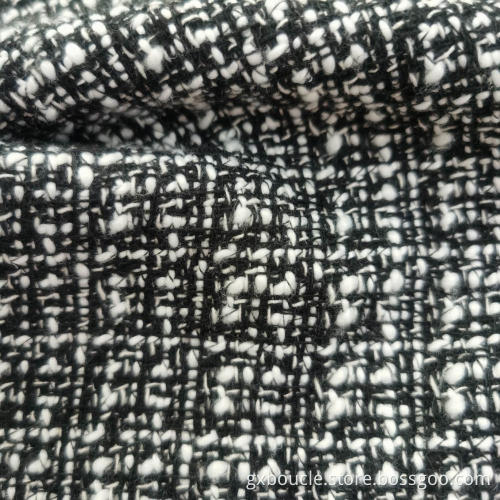 Wollboucle mit Slubgarnstoff kariert